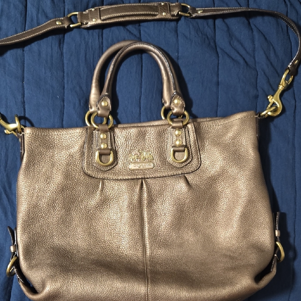 Coach Madison leather satchel/shoulder bag in a metallic bronze w/gold Hardware